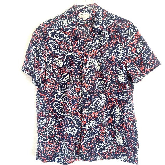 J.Crew Other - J.Crew Men's Short-Sleeve Paisley Slub Cotton Camp Collar Shirt